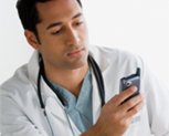 Doctor with handheld